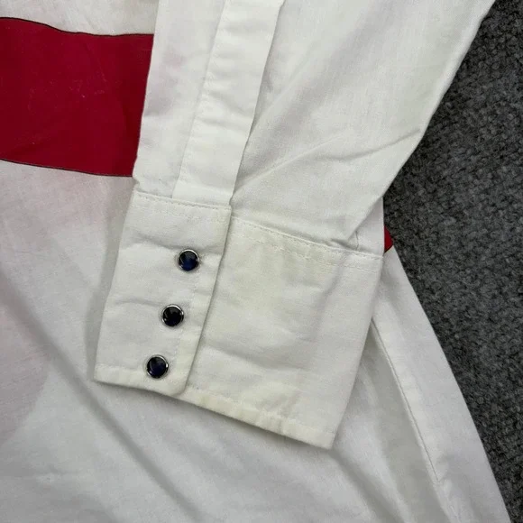 Wrangler Shirt Men 17.5 36 XL Xlong Tails American Flag Western Button Up *FLAWS - Picture 5 of 16